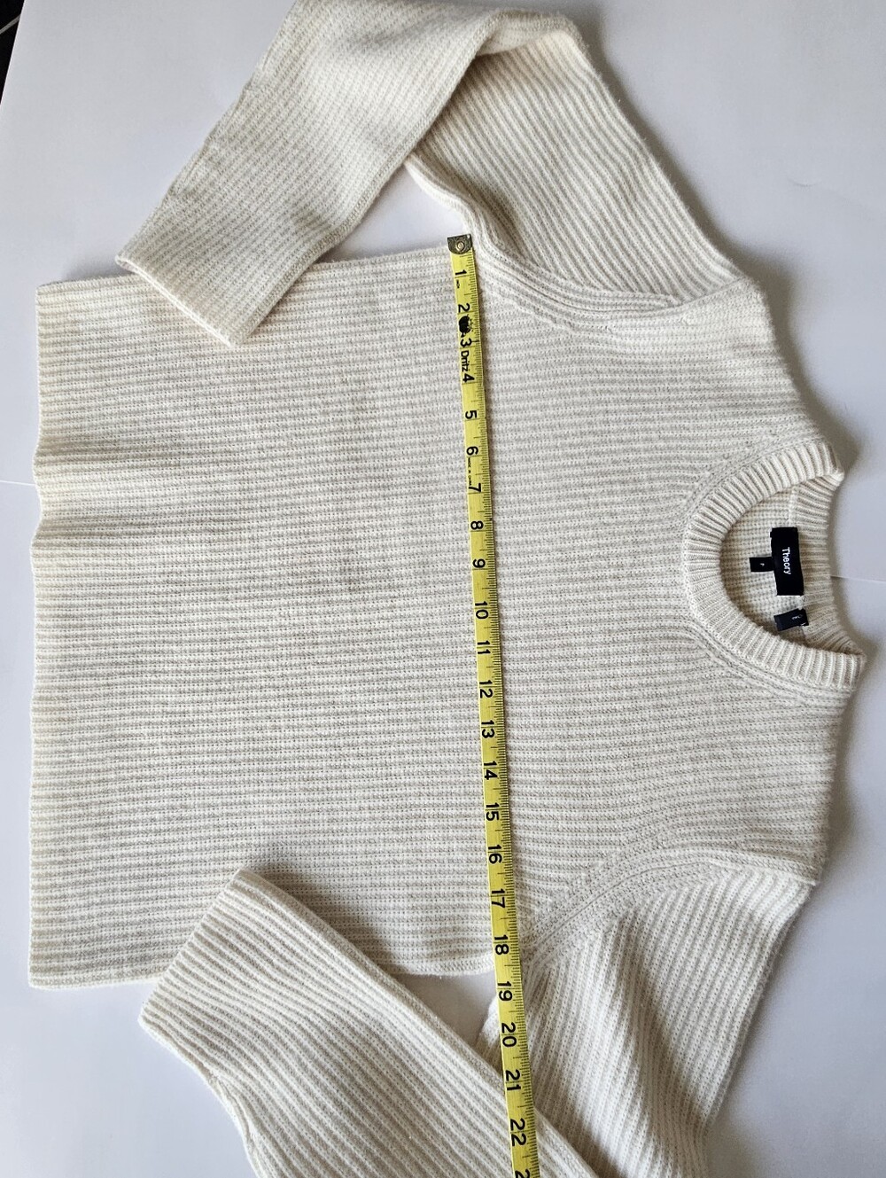 *SALE* Theory Ivory Ribbed Crewneck Sweater - Picture 11 of 13